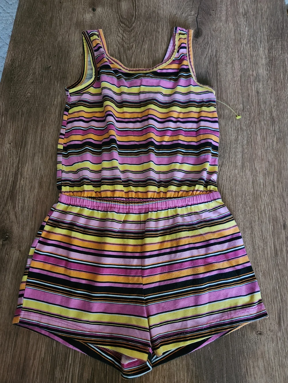 The Children's Place Striped Tank Romper in Pink, Yellow & Black